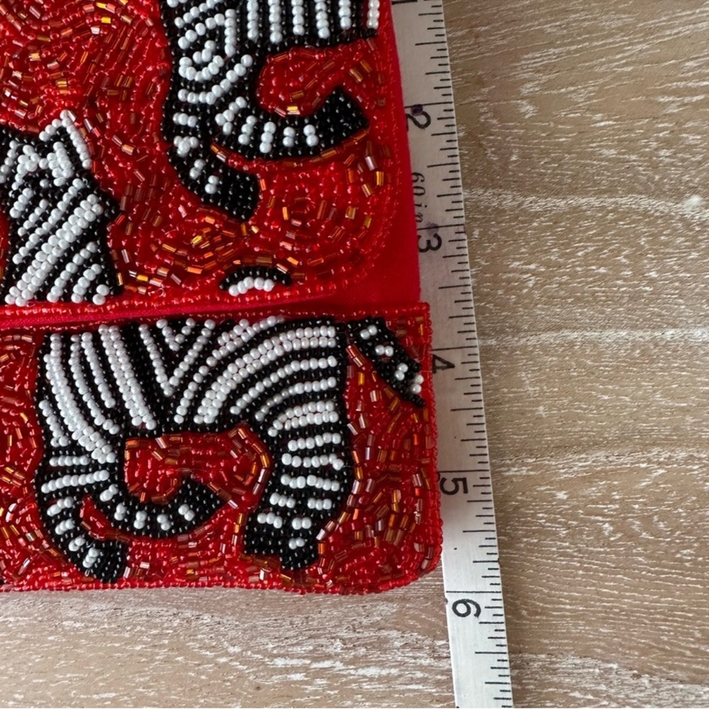 Red Beaded Clutch with Zebra Pattern - Picture 6 of 12